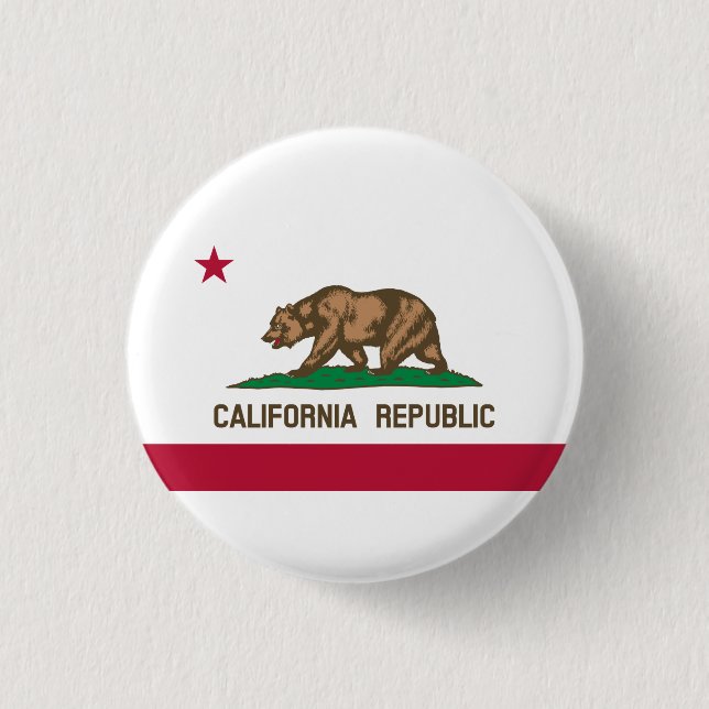Californian Flag, Flag of California 1 Inch Round Button (Front)