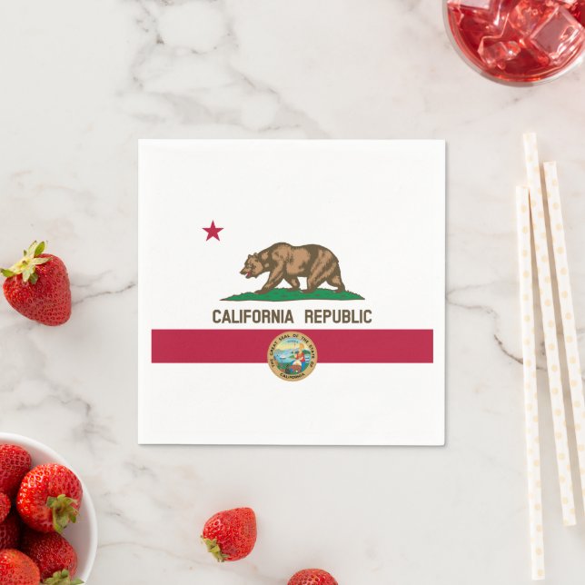 Californian Flag & Seal, Flag of California Napkin (Insitu)