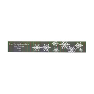Californian tartan plaid and Xmas snowflakes Wraparound Address Label
