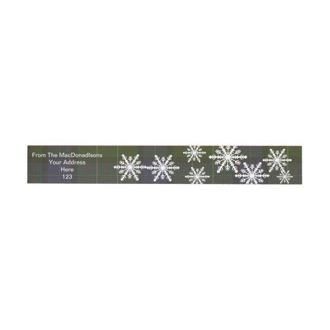 Californian tartan plaid and Xmas snowflakes Wraparound Address Label (Individual)