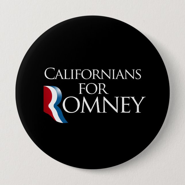 Californians for Romney-.png 4 Inch Round Button (Front)