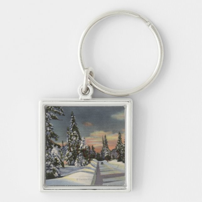 CaliforniaRim o' the World Highway in Winter Keychain (Front)