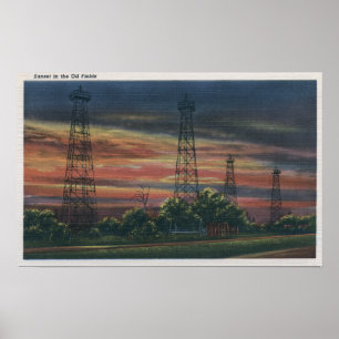 CaliforniaSunset View of Californian Oil Poster