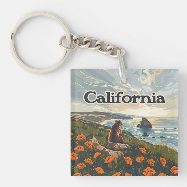 Californie Bear Poppies Fleurs Côte Retro (Devant)