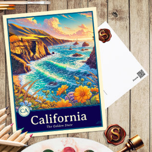 Californie   Carte postale ombragée style Anime