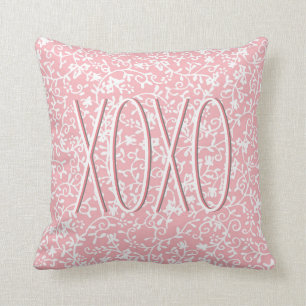 Câlins et baisers XOXO Coussin jeté rose