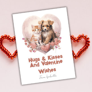 Câlins et Bisous Chat Chien Saint-Valentin Carte R