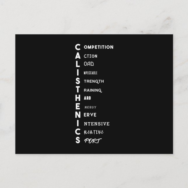 Calisthenics Abbreviation Gym Workout Instructor G Postcard (Front)
