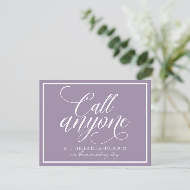 Call Anyone But the Bride Wedding Card (Lavender) (Standing Front)