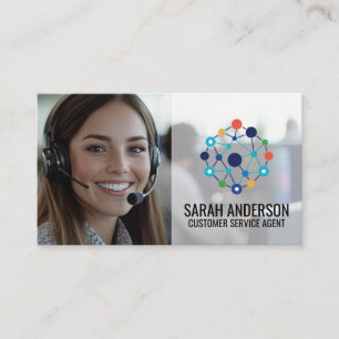 Call Center Worker Smiling Network Corp Logo Business Card