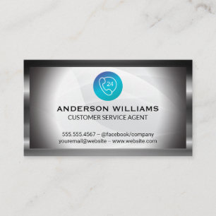 Call Centre Customer Support   Metal Border Business Card