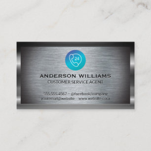 Call Centre Customer Support   Metallic Background Business Card