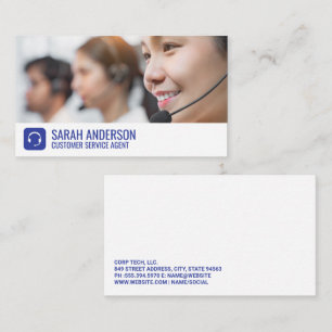 Call Centre Worker Smiling   Head Set Logo Business Card