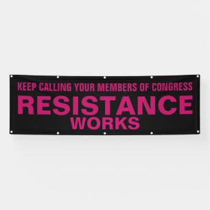 Call Congress Resistance Works Protest Pink Black Banner
