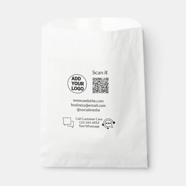 Call customer care text whatsapp Q R code business Favour Bag (Front)