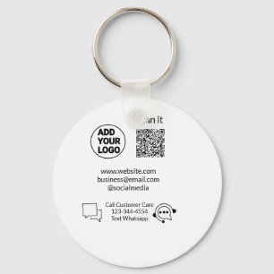 Call customer care text whatsapp Q R code business Keychain