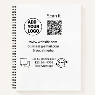 Call customer care text whatsapp Q R code business Notebook