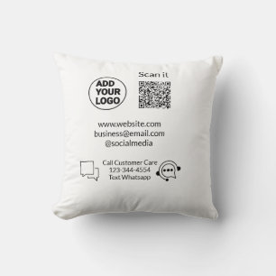 Call customer care text whatsapp Q R code business Throw Pillow