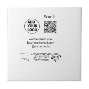 Call customer care text whatsapp Q R code business Tile