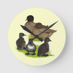 Call Duck Khaki Family Round Clock
