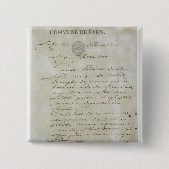 Call from Maximilien de Robespierre 2 Inch Square Button (Front)