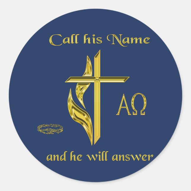 Call his name classic round sticker (Front)