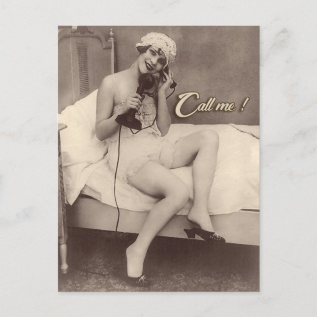 Call me ! 1920's flapper girl risqué Postcard (Front)