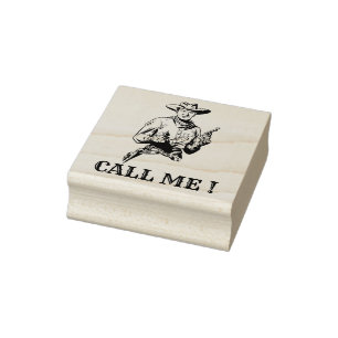 Call me ! - cowboy rubber stamp