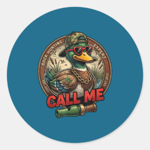 Call Me Duck Hunting Retro Valentine's Day Men Wom Classic Round Sticker