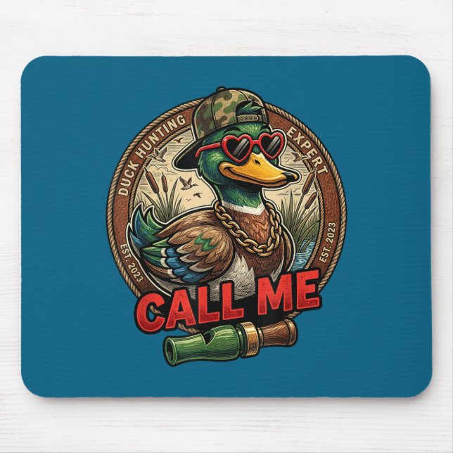 Call Me Duck Hunting Retro Valentine's Day Men Wom Mouse Pad (Front)