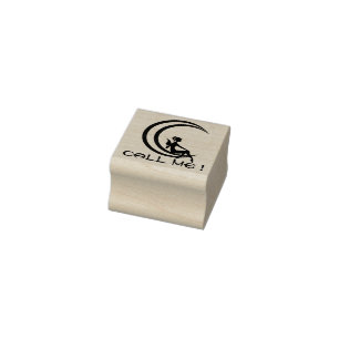 Call me ! - fairy sitting on the moon rubber stamp
