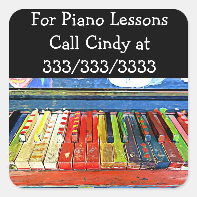 Call Me For Piano Lessons Promotional Stickers (Front)
