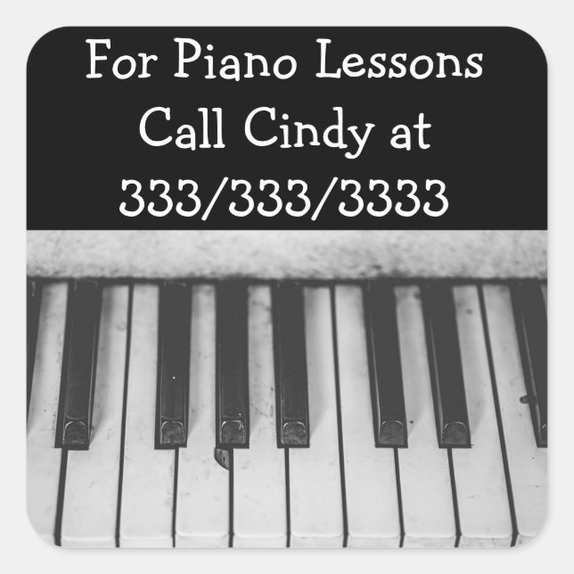Call Me For Piano Lessons Promotional Stickers (Front)