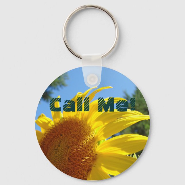 Call Me! keychain Sunflowers Blue Sky Garden (Front)