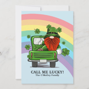 Call Me Lucky Irish Gnome St Patricks Day Holiday Card