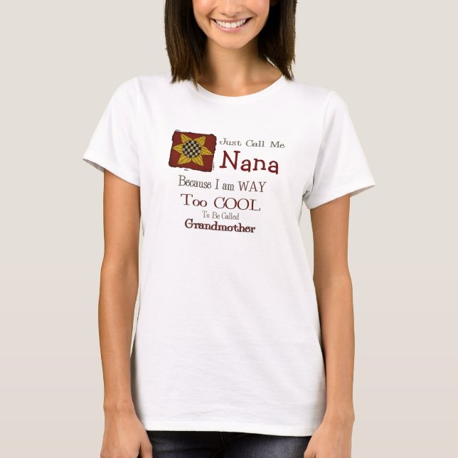 Call Me Nana Cool Grandma T-shirt Prim Sunflower (Front)