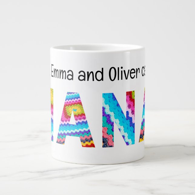 Call Me Nana Crochet Letters Child Names Large Coffee Mug (Front)