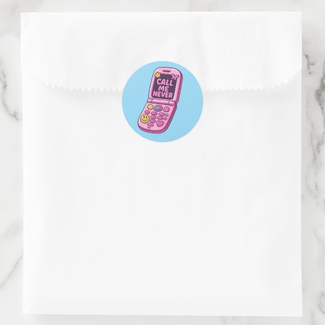 Call me never classic round sticker (Bag)