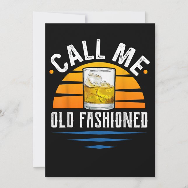 Call Me Old Fashioned Funny Whiskey Bourbon Thank You Card (Front)