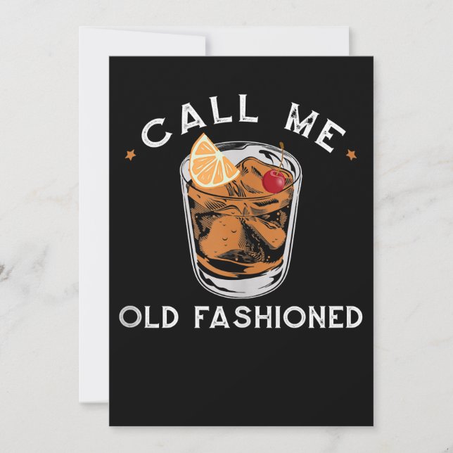 Call Me Old Fashioned Whiskey Drinking Cocktail Thank You Card (Front)