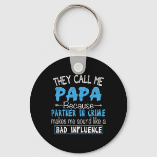 Call Me Papa Partner In Crime Dad Fathers Day Fami Keychain