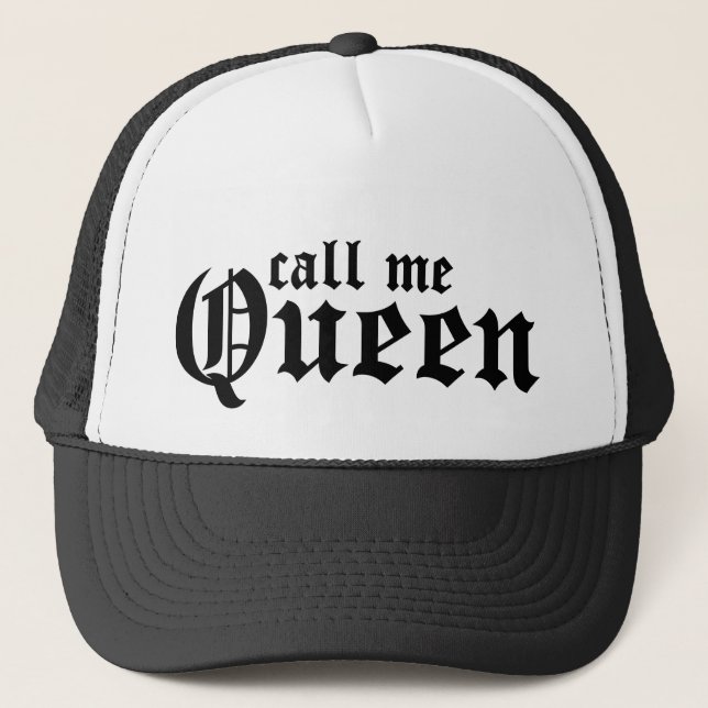 Call Me Queen Trendy Modern Minimalist Funny Trucker Hat (Front)