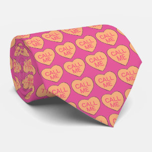 Call Me Valentine's Day Pink Orange Candy Hearts Tie