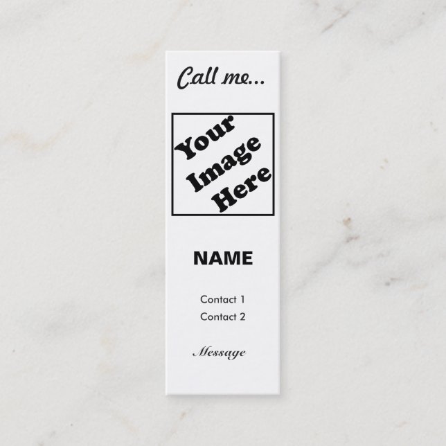Call Me... (White Vertical) Mini Business Card (Front)