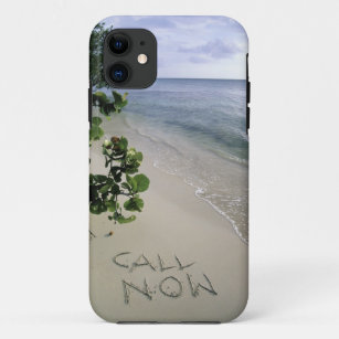 'Call Now' sand written on the beach, Jamaica Case-Mate iPhone Case
