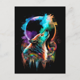 Call of the Wilderness - Rainbow Wolf Postcard