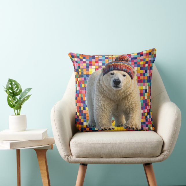 Call polar bear and Benny mosaic throw pillow (Chair)