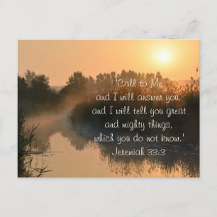 Call to Me, Bible Verse Jeremiah 33:3 Postcard