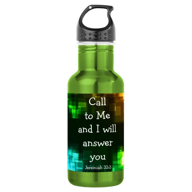Call to Me, Bible Verse Jeremiah 33:3 Water Bottle (Front)