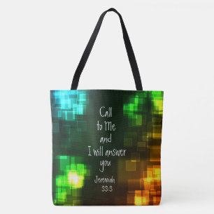 Call to Me I will Answer Bible Verse Jeremiah 33:3 Tote Bag